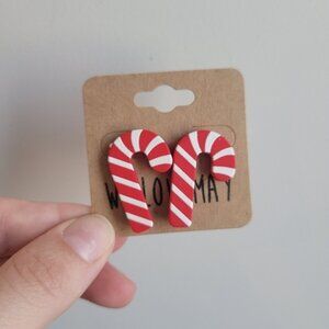 Willow May Red White Candy Cane Earrings